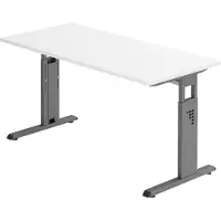 Bümö Schreibtisch Serie-O (Mini) - Nachbildung: Weiß, Gestell: Graphit, Größe: 140 x 67,2 cm