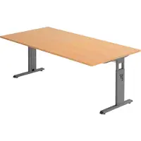 Bümö Schreibtisch Serie-O - Nachbildung: Buche, Gestell: Graphit, Größe: 200 x 100 cm