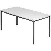 Bümö Besprechungstisch Serie-D - Nachbildung: Weiß, Größe: 160x80 cm, tischfuss: Vierkantrohr schwarz