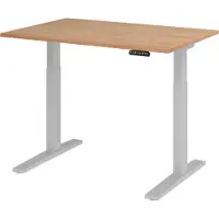 Bümö Schreibtisch elektrisch XMKA - Gestell: Silber, Größe: 120 x 80 cm, Nachbildung: Nussbaum