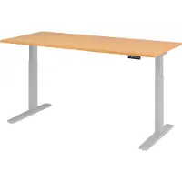 Bümö Schreibtisch elektrisch XMKA - Gestell: Silber, Nachbildung: Buche, Größe: 180 x 80 cm