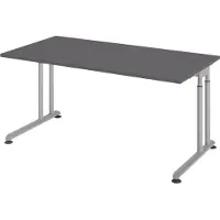 Bümö Schreibtisch Serie-Z - Gestell: Silber, Größe: 160 x 80 cm, Nachbildung: Graphit