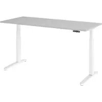 Bümö Schreibtisch elektrisch XBHM - Nachbildung: Grau, Größe: 180 x 80 cm, Gestell: Weiß/Alu poliert