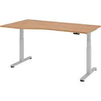 Bümö Schreibtisch elektrisch XDSM - Gestell: Silber, Nachbildung: Nussbaum, Größe: 180 x 100 cm