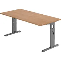 Bümö Schreibtisch Serie-O - Größe: 160 x 80 cm, Gestell: Graphit, Nachbildung: Nussbaum