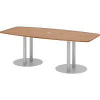 Bümö Konferenztisch klein KT22 - Nachbildung: Nussbaum, tischfuss: Säule in Silber