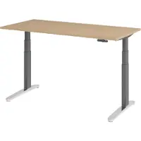 Bümö Schreibtisch elektrisch XBHM - Größe: 160 x 80 cm, Nachbildung: Eiche, Gestell: Graphit/Alu poliert