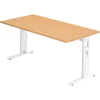 Bümö Schreibtisch Serie-O - Nachbildung: Buche, Größe: 160 x 80 cm, Gestell: Weiß