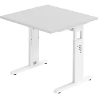 Bümö Schreibtisch Serie-O - Größe: 80 x 80 cm, Nachbildung: Grau, Gestell: Weiß