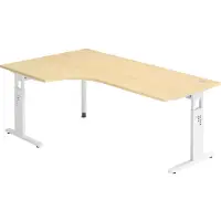 Bümö Schreibtisch Serie-O - Nachbildung Ahorn, Größe: Eckschreibtisch 200 x 120 cm, Gestell: Weiß