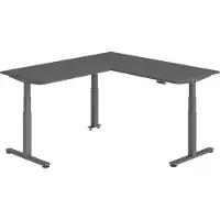 Bümö Eckschreibtisch elektrisch höhenverstellbar L-Form - Nachbildung: Graphit, Gestell: Graphit, Größe: Eckschreibtisch 180 x 200 cm