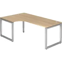 Bümö Schreibtisch Serie-R - Gestell: Silber, Größe: Eckschreibtisch 200 x 120 cm, Nachbildung: Eiche
