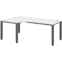 Bümö Schreibtisch Serie-Q - Nachbildung: Weiß, Gestell: Graphit, Größe: Eckschreibtisch 200 x 120 cm