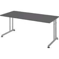 Bümö Schreibtisch Serie-Z - Gestell: Silber, Nachbildung: Graphit, Größe: 180 x 80 cm