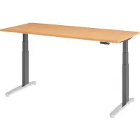 Bümö Schreibtisch elektrisch XBHM - Nachbildung: Buche, Größe: 180 x 80 cm, Gestell: Graphit/Alu poliert