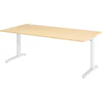 Bümö Schreibtisch Serie-XB - Nachbildung Ahorn, Größe: 200 x 100 cm, Gestell: Weiß/Alu poliert