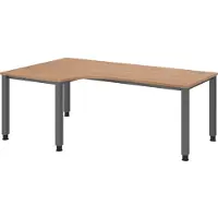 Bümö Schreibtisch Serie-Q - Gestell: Graphit, Nachbildung: Nussbaum, Größe: Eckschreibtisch 200 x 120 cm
