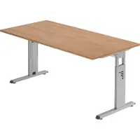Bümö Schreibtisch Serie-O - Gestell: Silber, Größe: 160 x 80 cm, Nachbildung: Nussbaum
