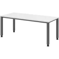 Bümö Schreibtisch Serie-Q - Nachbildung: Weiß, Gestell: Graphit, Größe: 180 x 80 cm