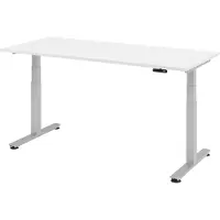 Bümö Schreibtisch elektrisch XDSM - Nachbildung: Weiß, Gestell: Silber, Größe: 180 x 80 cm