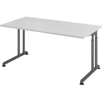 Bümö Schreibtisch Serie-Z - Größe: 160 x 80 cm, Gestell: Graphit, Nachbildung: Grau