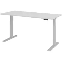 Bümö Schreibtisch elektrisch XMKA - Gestell: Silber, Nachbildung: Grau, Größe: 180 x 80 cm