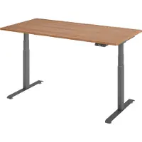 Bümö Schreibtisch elektrisch Lite - Größe: 160 x 80 cm, Gestell: Graphit, Nachbildung: Nussbaum