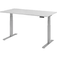 Bümö Schreibtisch elektrisch XDKB - Gestell: Silber, Größe: 160 x 80 cm, Nachbildung: Grau