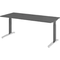 Bümö Schreibtisch Serie-XB - Nachbildung: Graphit, Größe: 180 x 80 cm, Gestell: Graphit/Alu poliert