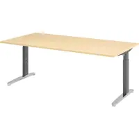 Bümö Schreibtisch Serie-XB - Nachbildung Ahorn, Größe: 200 x 100 cm, Gestell: Graphit/Alu poliert