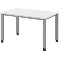 Bümö Schreibtisch Serie-Q - Nachbildung: Weiß, Gestell: Silber, Größe: 120 x 80 cm