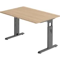 Bümö Schreibtisch Serie-O - Größe: 120 x 80 cm, Gestell: Graphit, Nachbildung: Eiche