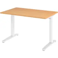 Bümö Schreibtisch Serie-XB - Nachbildung: Buche, Größe: 120 x 80 cm, Gestell: Weiß/Alu poliert