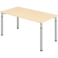 Bümö Schreibtisch Serie-Y - Nachbildung Ahorn, Gestell: Silber, Größe: 160 x 80 cm