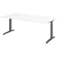 Bümö Schreibtisch Serie-XB - Nachbildung: Weiß, Gestell: Graphit, Größe: 200 x 100 cm