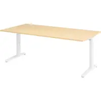 Bümö Schreibtisch Serie-XB - Nachbildung Ahorn, Größe: 200 x 100 cm, Gestell: Weiß