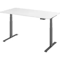 Bümö Schreibtisch elektrisch Lite - Nachbildung: Weiß, Größe: 160 x 80 cm, Gestell: Graphit