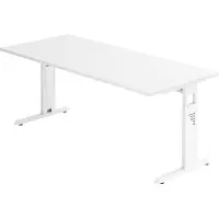 Bümö Schreibtisch Serie-O - Nachbildung: Weiß, Größe: 180 x 80 cm, Gestell: Weiß