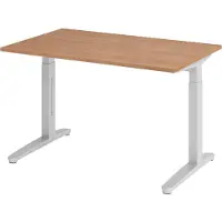 Bümö Schreibtisch Serie-XB - Gestell: Silber, Größe: 120 x 80 cm, Nachbildung: Nussbaum