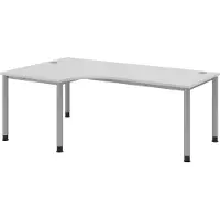 Bümö Schreibtisch Serie-H - Gestell: Silber, Nachbildung: Grau, Größe: Eckschreibtisch 200 x 120 cm