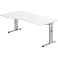 Bümö Schreibtisch Serie-O - Nachbildung: Weiß, Gestell: Silber, Größe: 180 x 100 cm