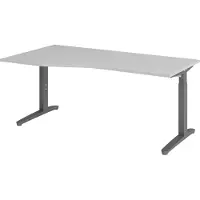 Bümö Schreibtisch Serie-XB - Gestell: Graphit, Nachbildung: Grau, Größe: 180 x 100 cm