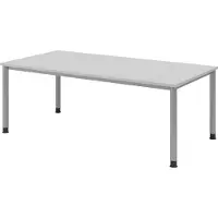Bümö Schreibtisch Serie-H - Gestell: Silber, Nachbildung: Grau, Größe: 200 x 100 cm