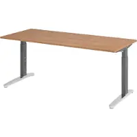 Bümö Schreibtisch Serie-XB - Nachbildung: Nussbaum, Größe: 180 x 80 cm, Gestell: Graphit/Alu poliert
