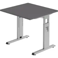 Bümö Schreibtisch Serie-O - Gestell: Silber, Größe: 80 x 80 cm, Nachbildung: Graphit
