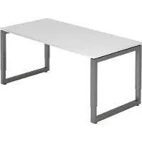 Bümö Schreibtisch Serie-R - Nachbildung: Weiß, Größe: 160 x 80 cm, Gestell: Graphit