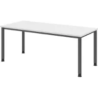 Bümö Schreibtisch Serie-H - Nachbildung: Weiß, Gestell: Graphit, Größe: 180 x 80 cm