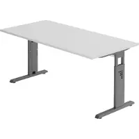Bümö Schreibtisch Serie-O - Gestell: Graphit, Nachbildung: Grau, Größe: 180 x 80 cm