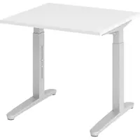 Bümö Schreibtisch Serie-XB - Nachbildung: Weiß, Gestell: Silber, Größe: 80 x 80 cm