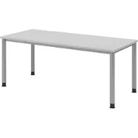 Bümö Schreibtisch Serie-H - Gestell: Silber, Nachbildung: Grau, Größe: 180 x 80 cm
